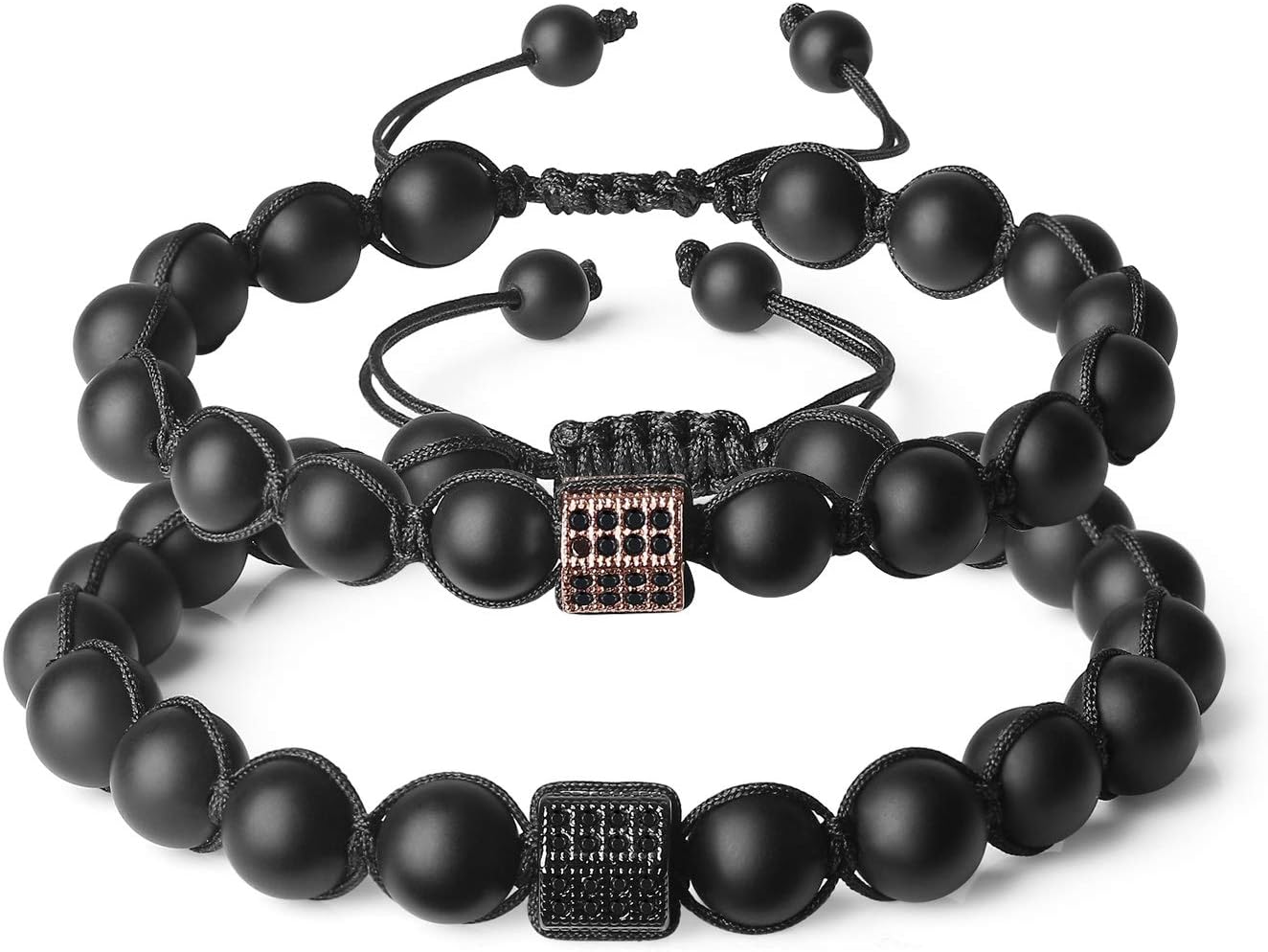 COAI Mens Womens CZ Pave Matte Onyx Bracelet