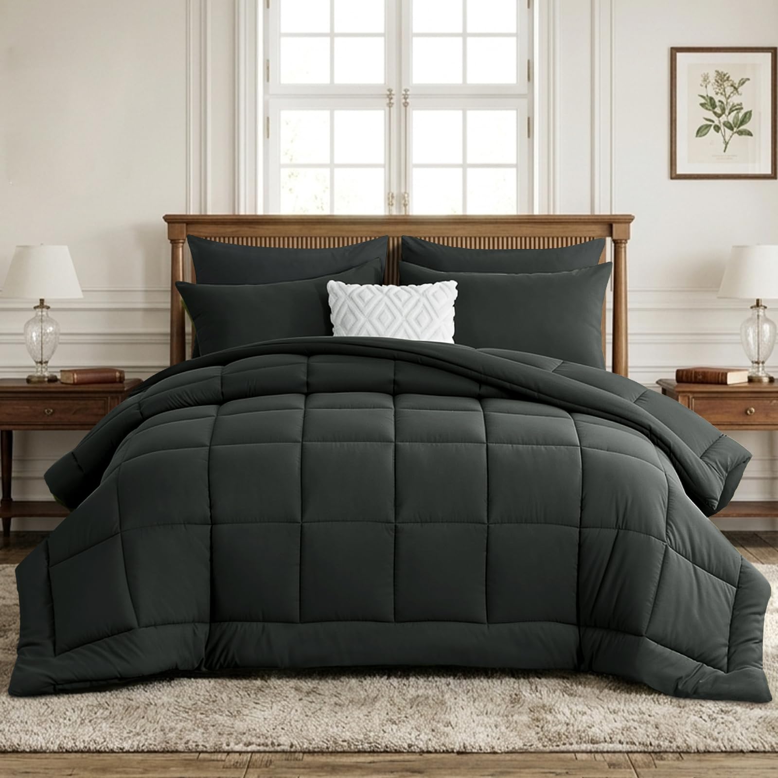 RUIKASI Coverless Duvet Double 10.5 Tog - Bed Quilt All Year Round Luxury Hotel Comforter with Corner Tabs Soft Touch Machine Washable 300GSM,200x200cm Dark Grey