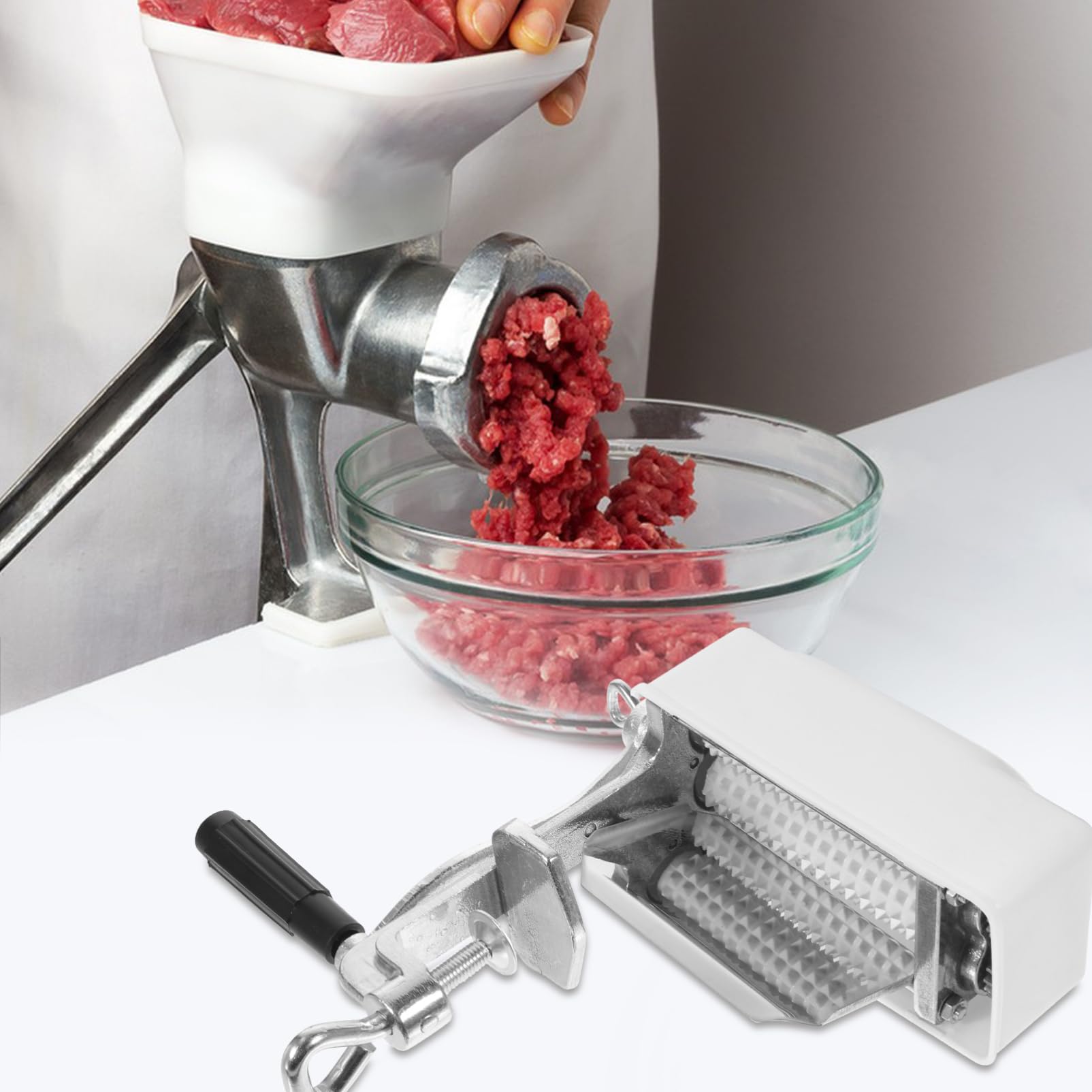 Ablandador de Carne Herramienta para Carne Doble Tejido en Ambos Lados de Metal Beige Agujas Rápidas para Ablandar y Penetrar Marinadas