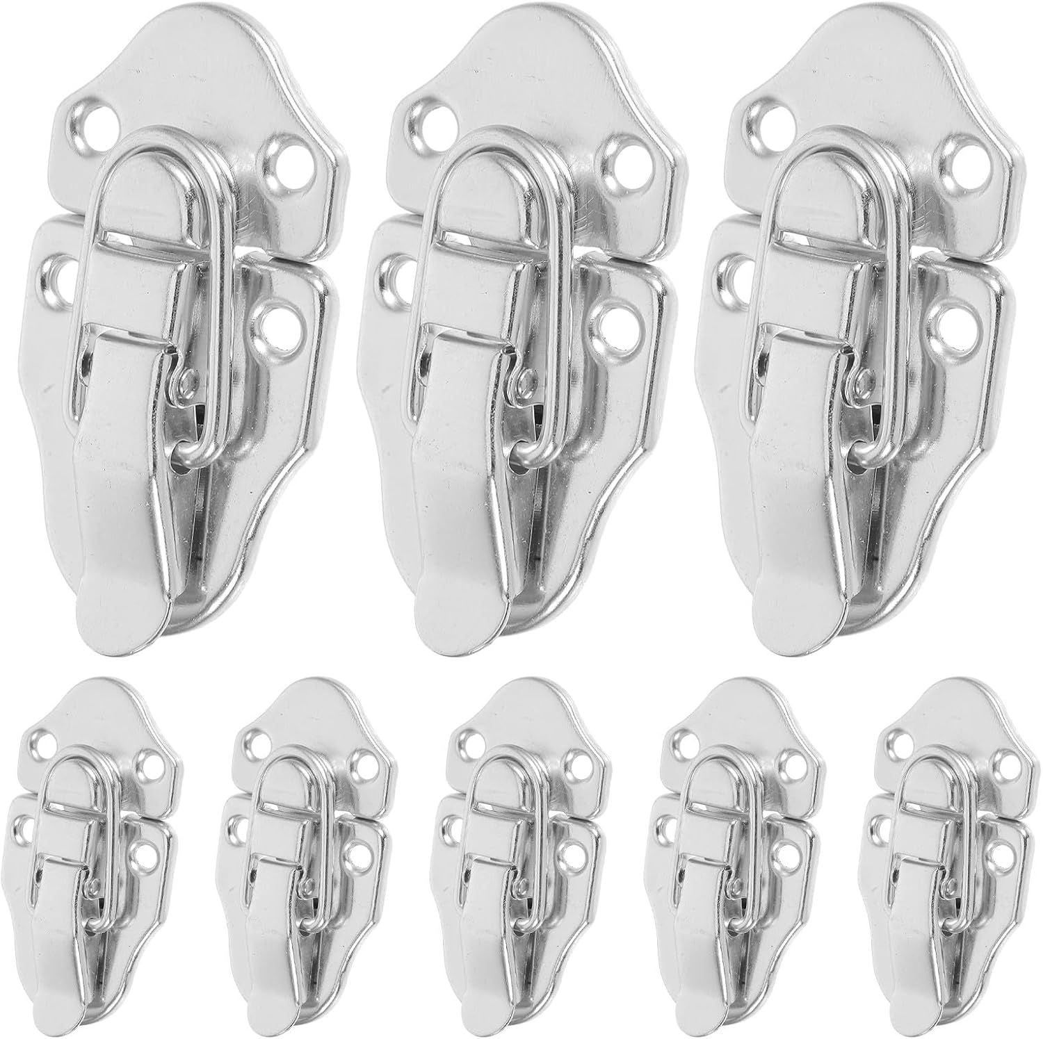 6pcs Metal Hasps Lock Set for Small Wooden Boxes – Antique Silver Buckle Latch Hardware with Screws, Decorative Toolbox Catch Suitable for Jewelry Boxes and Case Latches