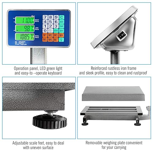 Miniatura 7 de Giantex Báscula digital para computación de peso de 660 libras, báscula de plataforma de suelo para pesar paquetes de equipaje, envío, correo postal