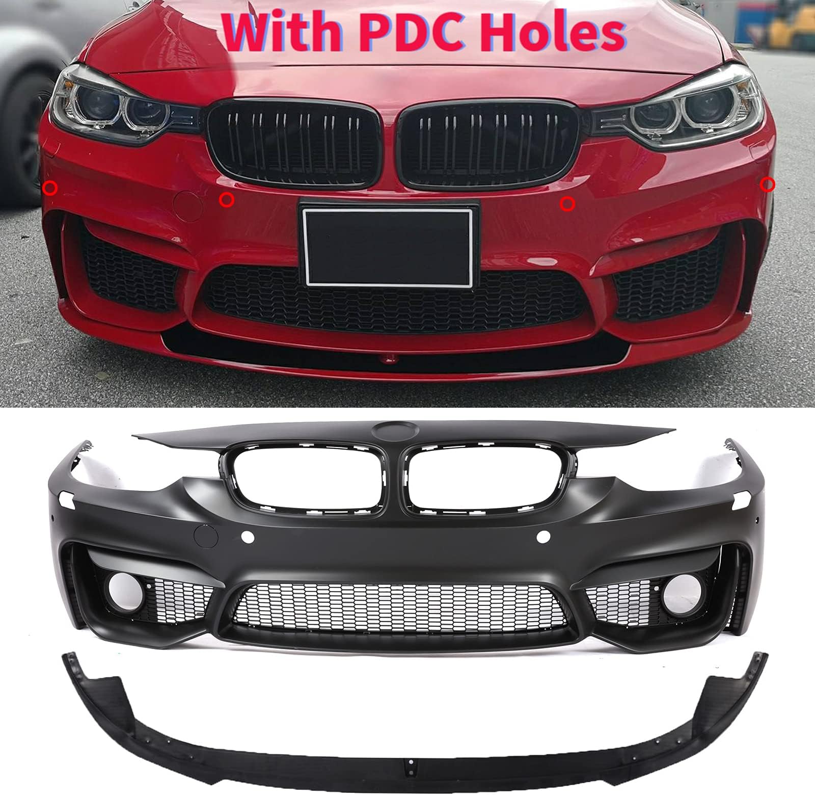 Amazon.com: PENSUN F80 M3 M4 Style Front Bumper W/PDC Holes Fit for ...
