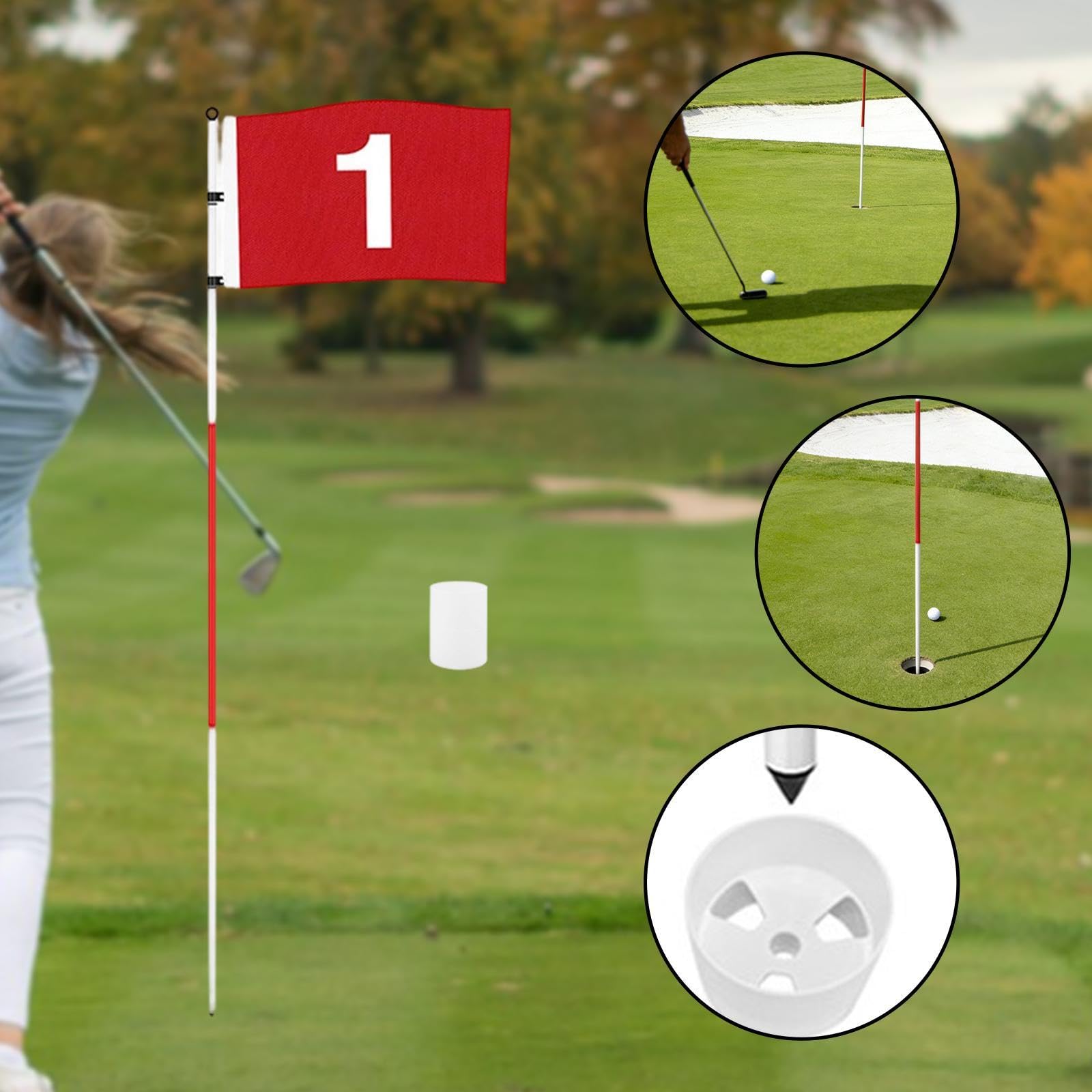 Bandera de Golf con Hoyo en Forma de Copa Y para Practicar Putt Al Aire Libre
