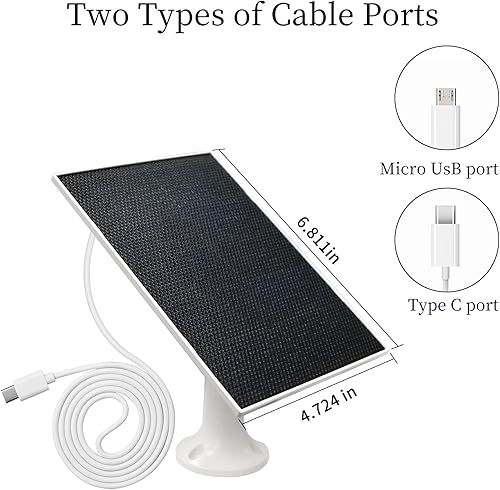 Miniatura 2 de Panel solar de 4 W para cámara de seguridad, cargador de panel solar tipo C y micro para cámara exterior con batería recargable, cable de montaje