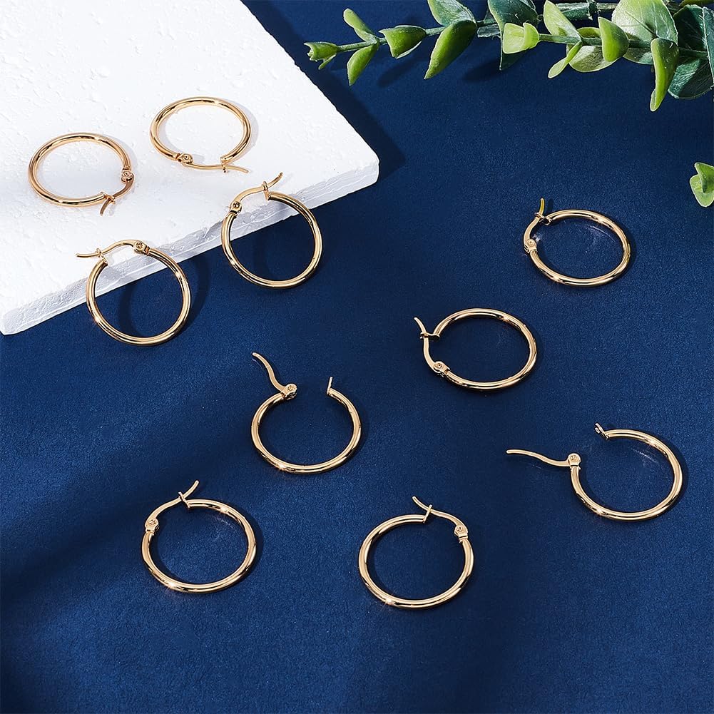 UNICRAFTALE 12 Pairs Stainless Steel Huggie Hoop Earrings Golden Cartilage Ear Cuff Tiny Earring Mini Earrings Hugging Hoop Earring Sleeper Earwires Components for DIY Jewelry Making - Image 2