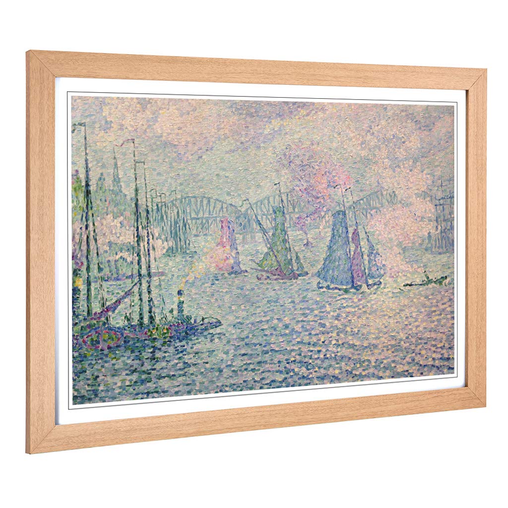Big Box Art Framed Print of Paul Signac Rotterdam The Meuse Design | Wall Art Picture | Home Decor for Kitchen, Living Room, Bedroom, Hallway, Oak, A2 / 24.5x18 Inch / 62x45cm