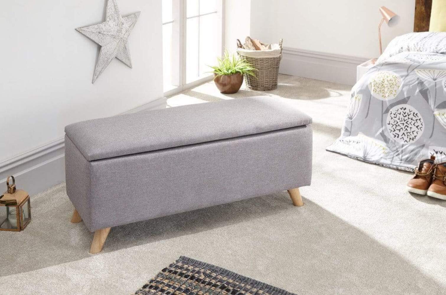Gfw Secreto Fabric Storage Ottoman Bench Grey from B&Q
