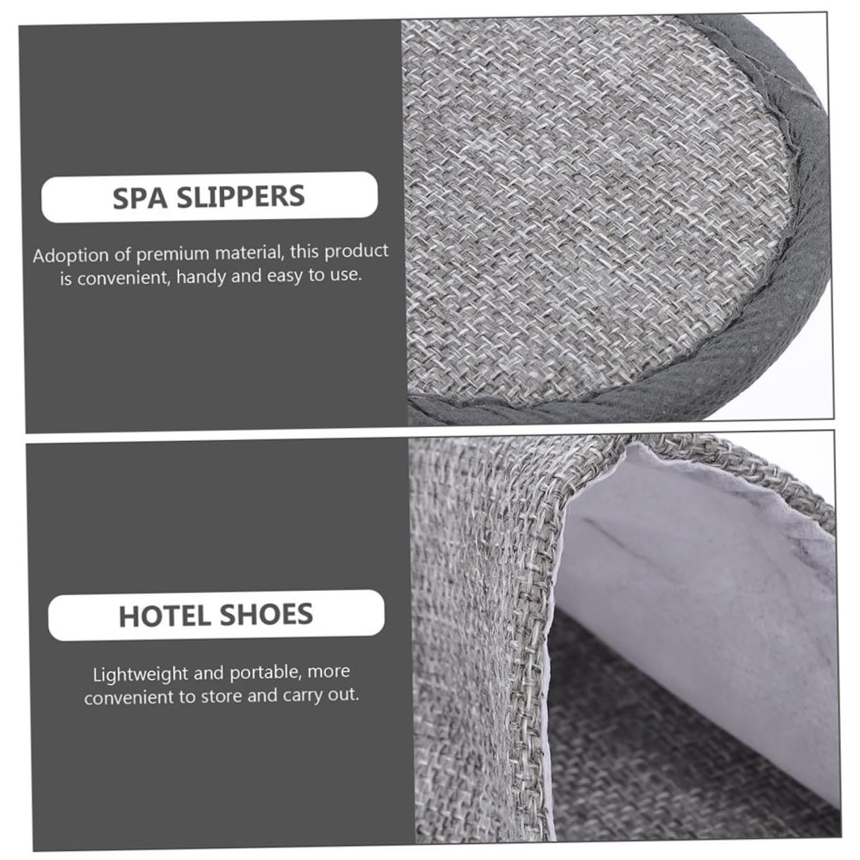 ORFOFE Zapatillas Plegables Desechables de Algodón y Lino, 15 Pares | Ligero y Cómodo para Viajes, Apto para Avión y Hotel, Gris Suela Antideslizante de 5mm