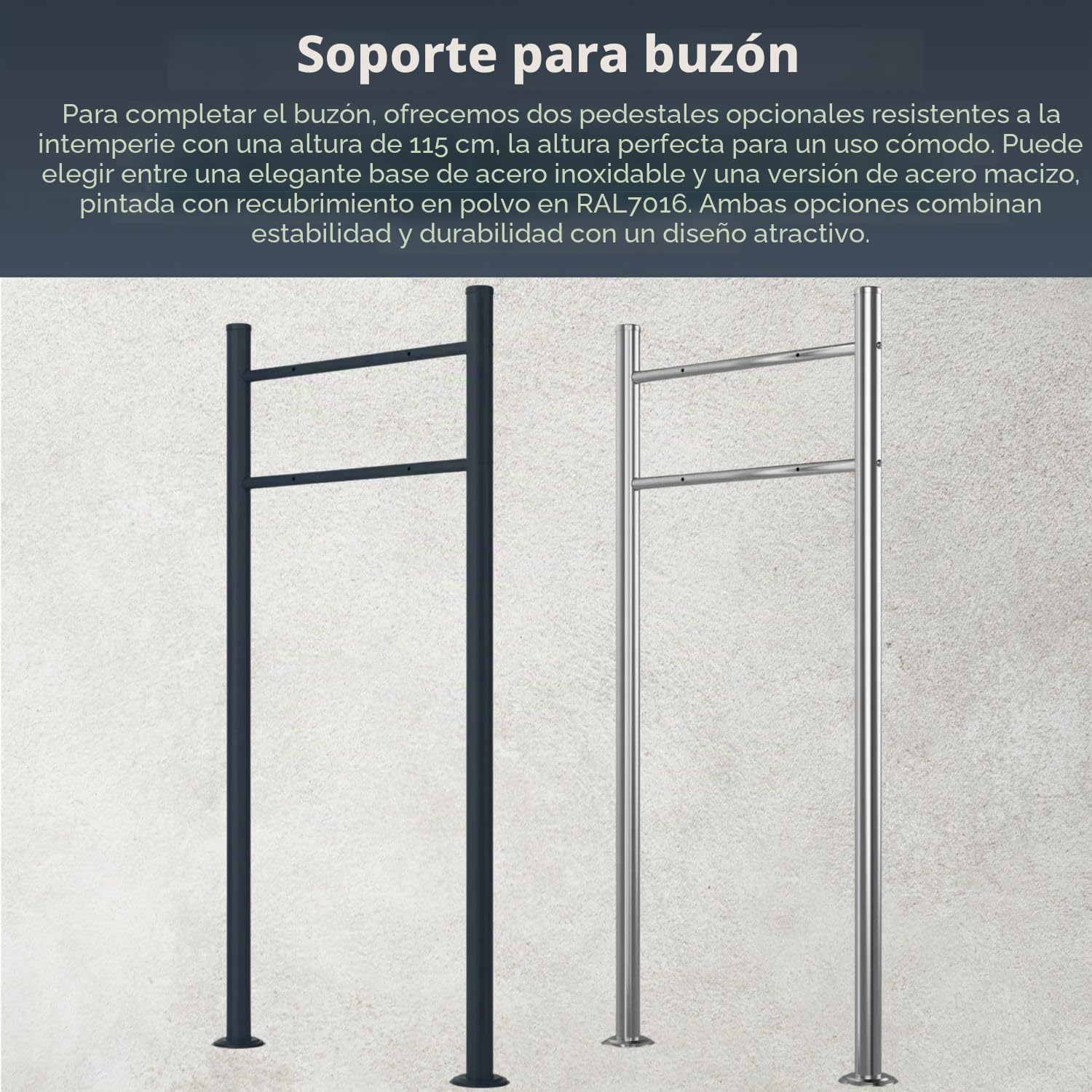 Buzón con compartimento para periódicos en color antracita RAL 7016 – buzón de acero inoxidable personalizado, placa para nombre, número de casa, nombre de calle, buzón de pared