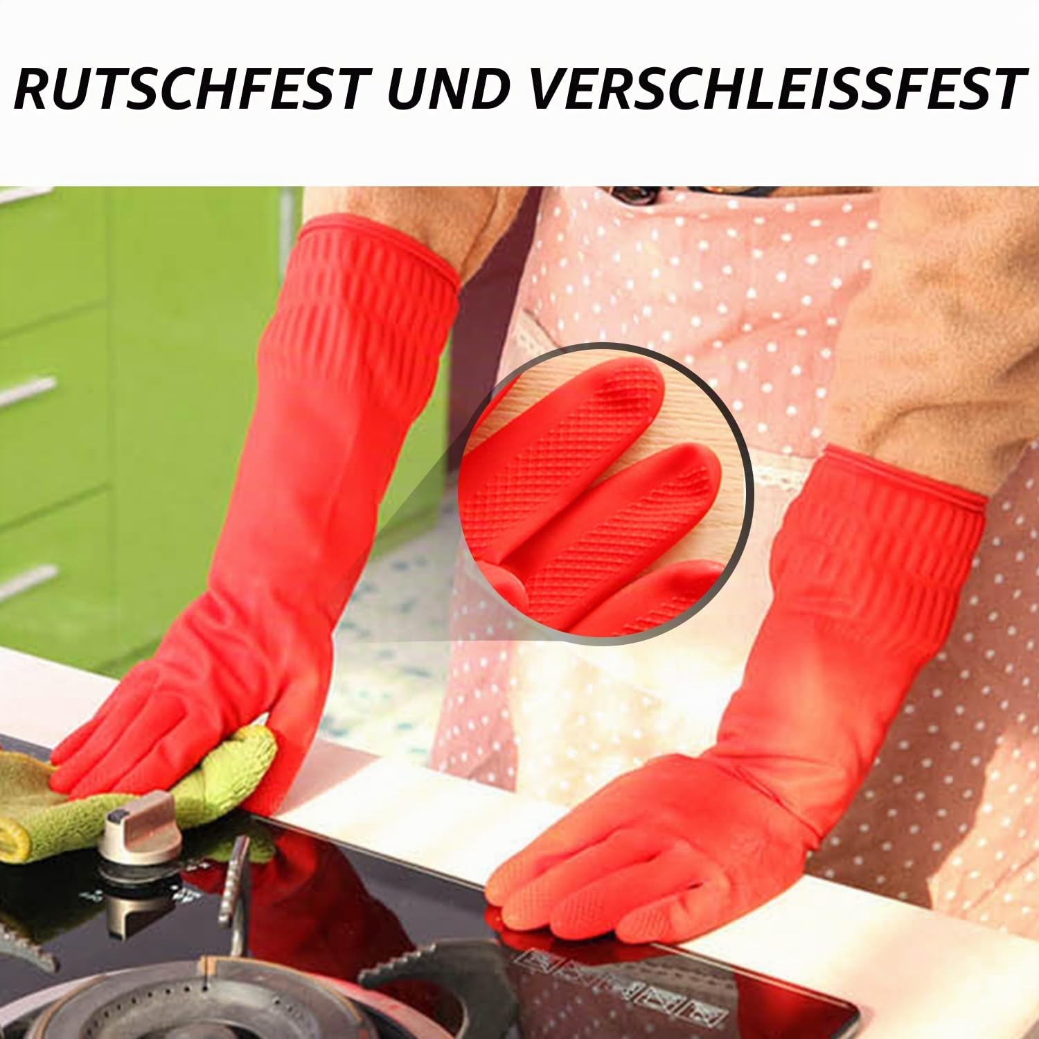 JTMKYO 2 Stück extra lange Küchenreinigungs-Gummihandschuhe, wasserdichte Handschuhe, verdicktes Gummi, resistent gegen Ellbogenkratzer, rutschfest, geeignet für die Hausarbeitsreinigung. bei Günstiger Preis