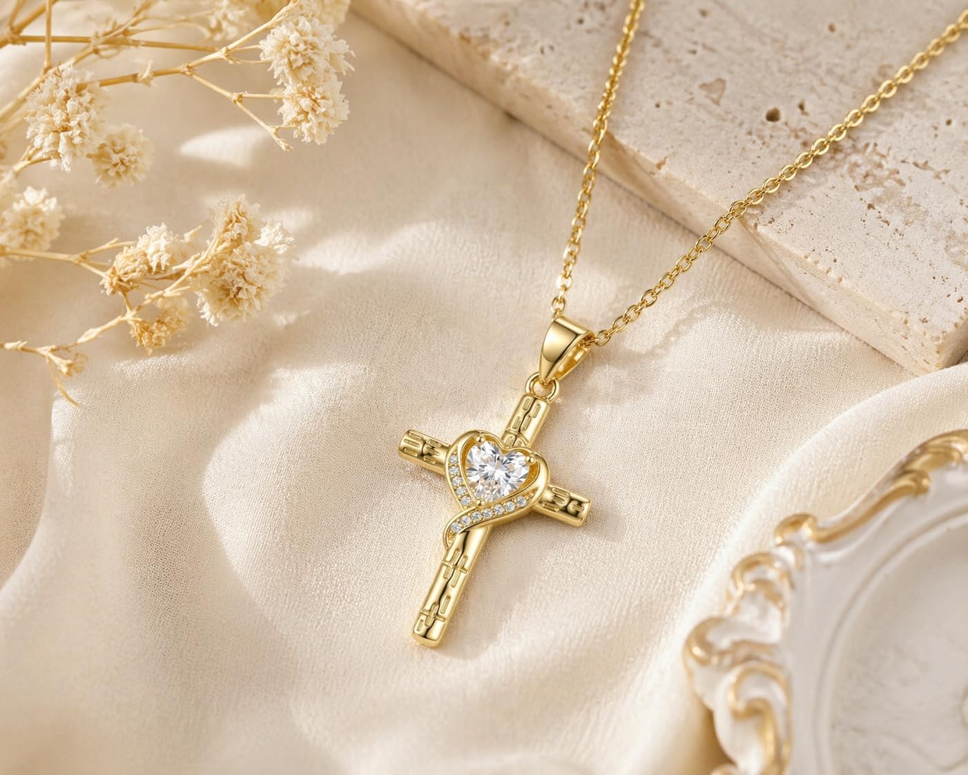 Cross Necklace for Women 14K Gold Cross Necklace Gold Cross Chain Minimalist Pendant Faith Jewelry Religious Gifts