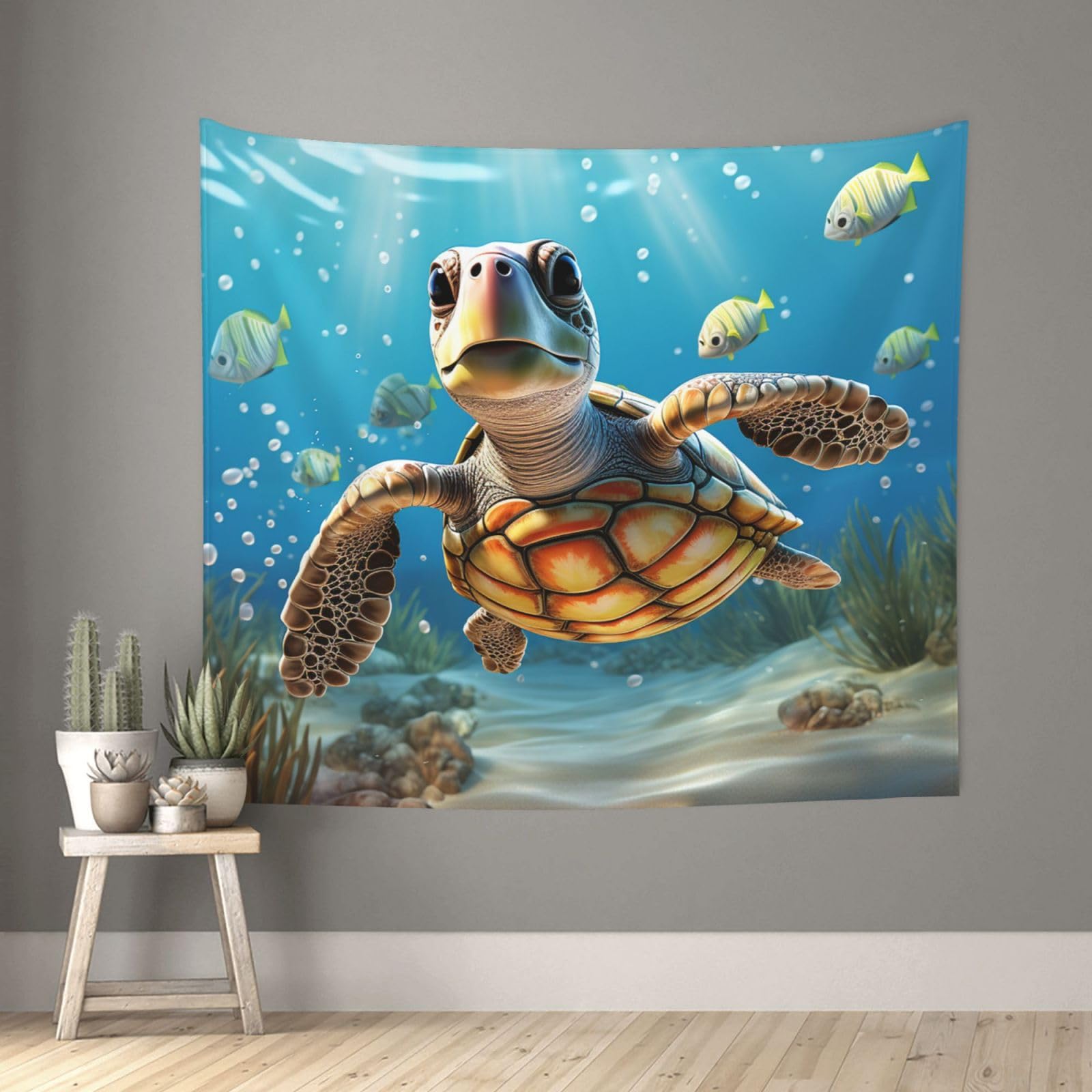 LPSRTWE Tapestry Cartoon Sea Turtle Wall Hanging Banner Boho Wall Tapestry for Bedroom Vintage Tapestries Aesthetic Wall Decor Art Poster Bedspread Funny Backdrop for Living Room Dorm 60''x51''