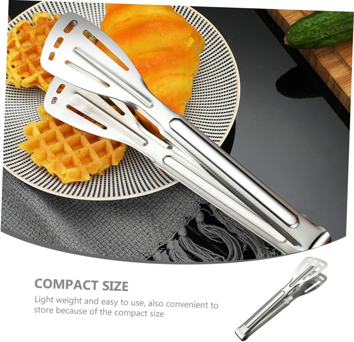 Salad Tongs Anti-Scald Food Tongs Grill Tong Heavy Duty Shears Stainless Steel Metal Tongs(19X4X2CM)