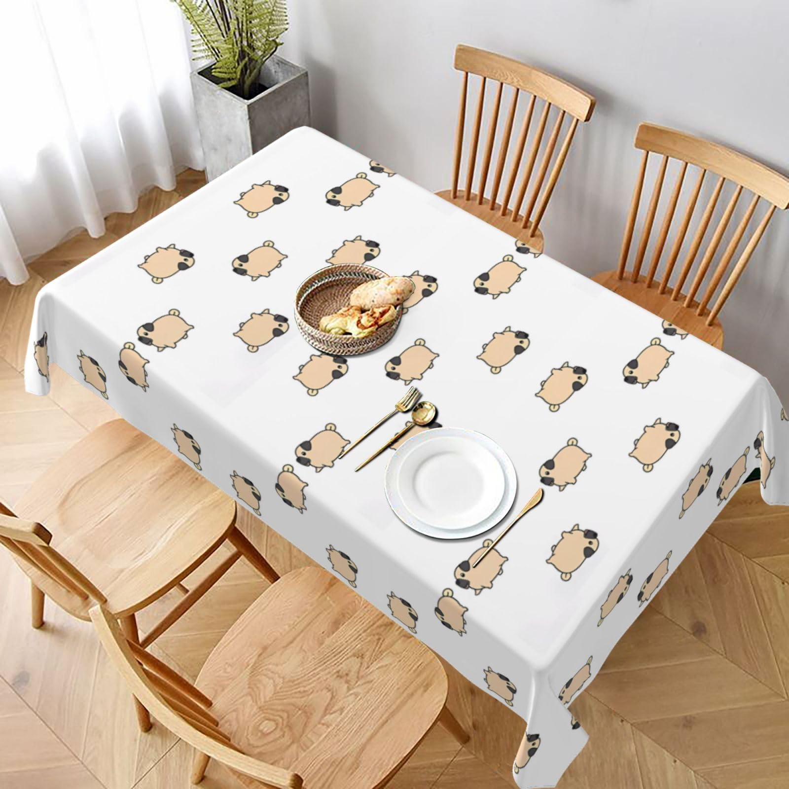 Nappe carrée lavable carlin antitache pour protéger la table de repas