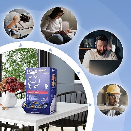 Miniatura 5 de Dison 100 Pares de Tapones para los Oídos de Silicona, Tapones Auditivos con Cable Reutilizables de 32dB para Protección Auditiva, Reducción de
