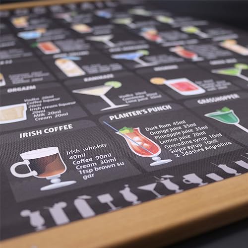 Miniatura 4 de WEROUTE - Póster, diseño de recetas de cóctel y bebidas alcohólicas, lienzo con temática de bar, cocina, restaurante, decoración de pared con marco