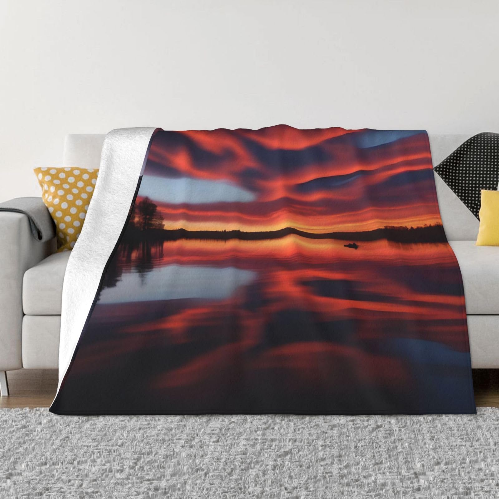 Couverture en flanelle PHAYAH à motif nuages pour vos soirées cocooning