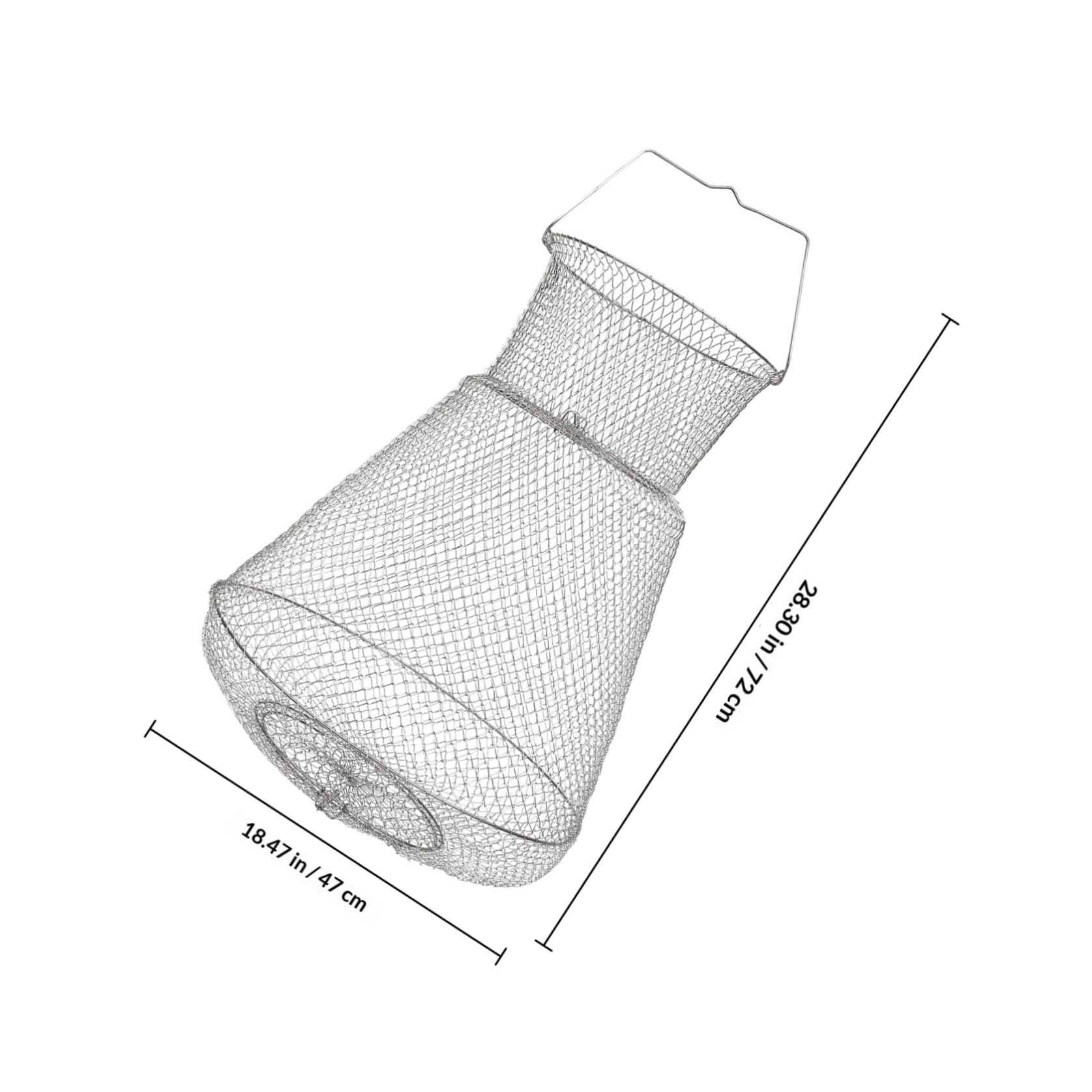 Cestino per Pesci Pieghevole in Acciaio Inox 1 Pz Argento | Pesca in Barca e Fiume, Finitura che Non Graffia, Struttura Richiudibile Compatta