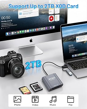 XQD SD Card Reader USB 3.0, USB-A/Type-C XQD SD Card Reader, Dual Slot, Memory Card Reader Adapter Compatible with Sony G/M Series, Lexar Professional Cards, Sony G Series, for Windows/Mac OS/Linux