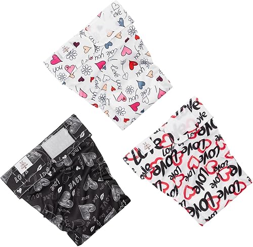 Miniatura 9 de CuteBone Pañales lavables de Navidad para perras, sin agujero para la cola, paquete de 3 pantalones reutilizables de entrenamiento para perritos,