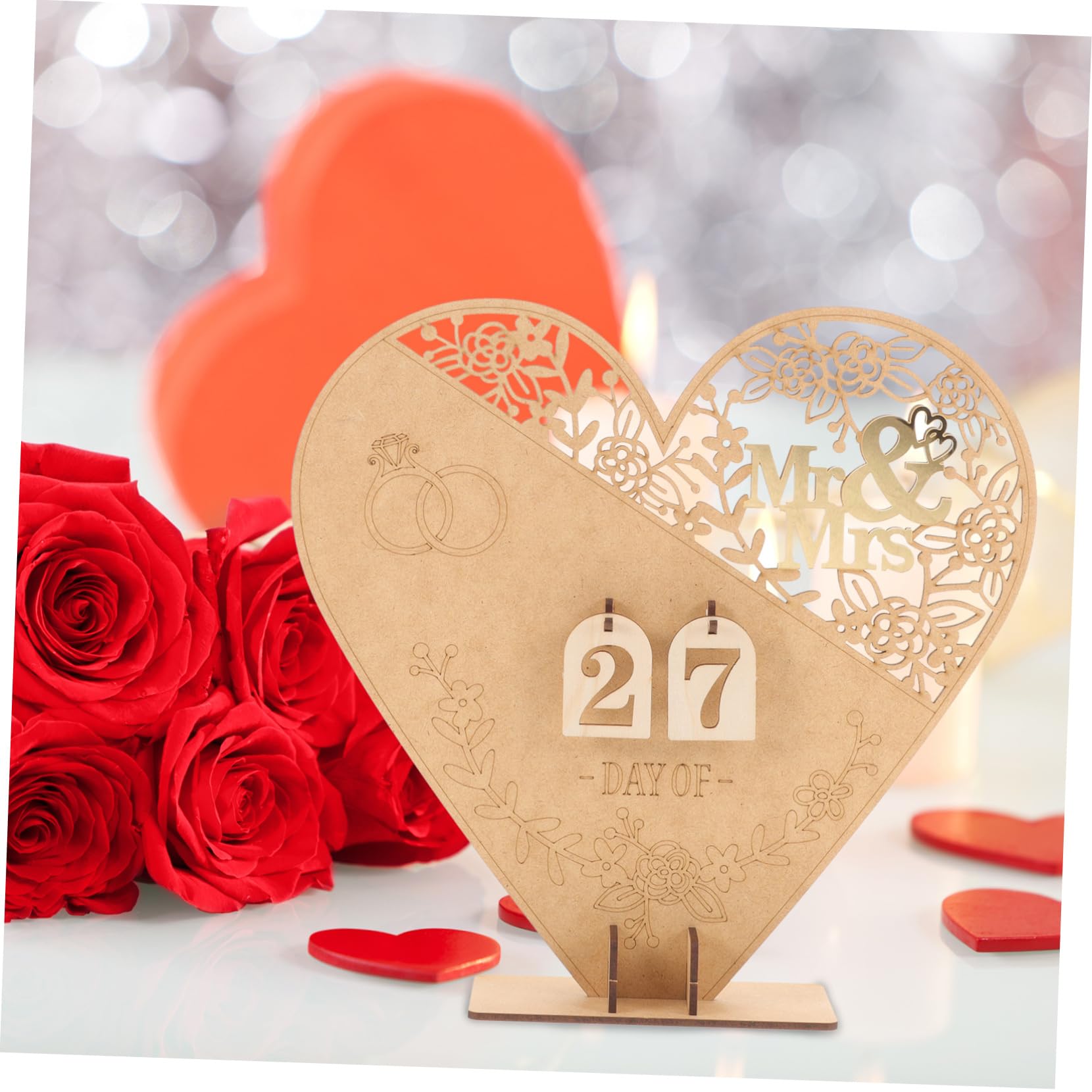 PRETYZOOM 5 Uds DIY De Madera Mr & Mrs Calendario De Boda Adornos De Cuenta Regresiva Boda Adornos De Madera para El Hogar Calendario Decorativo De Boda Calendario De Adviento De Boda