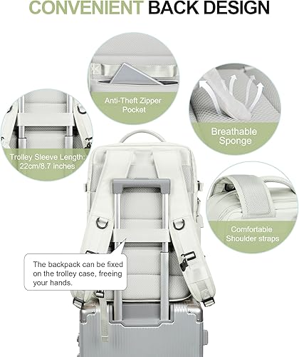 Miniatura 6 de VECAVE Mochila de viaje para laptop, mochila aprobada para vuelos,Mochila deportiva para universidad casual, N-yywhite-2