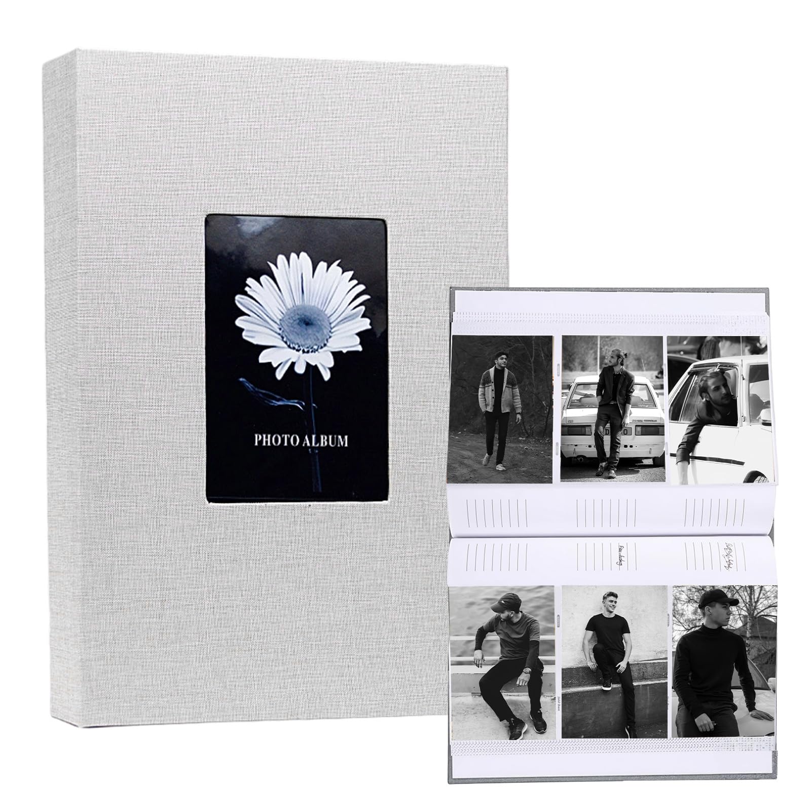 Eulihent Photo Albums 6x4 300 Photos with Writing Space,4x6 Picture Album, Family Photo Album - Linen Cover & Front Window for Wedding Family Baby Pictures. (Grey)