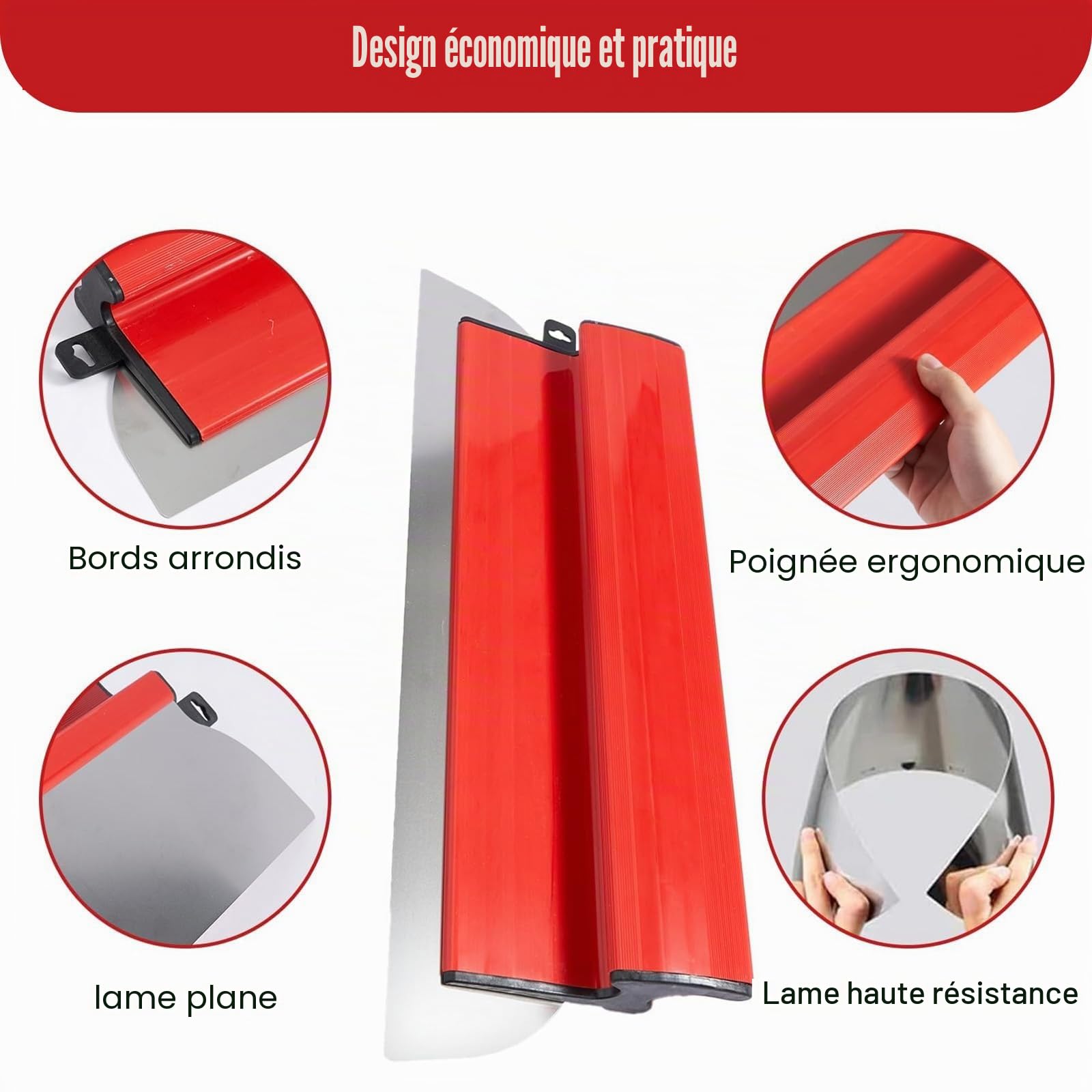 Kit plaquiste complet pour enduit et rénovation – Lame inox renforcée 60 cm avec perche télescopique 1,8 m, brosse 9”, blocs abrasifs, pour murs et plafonds