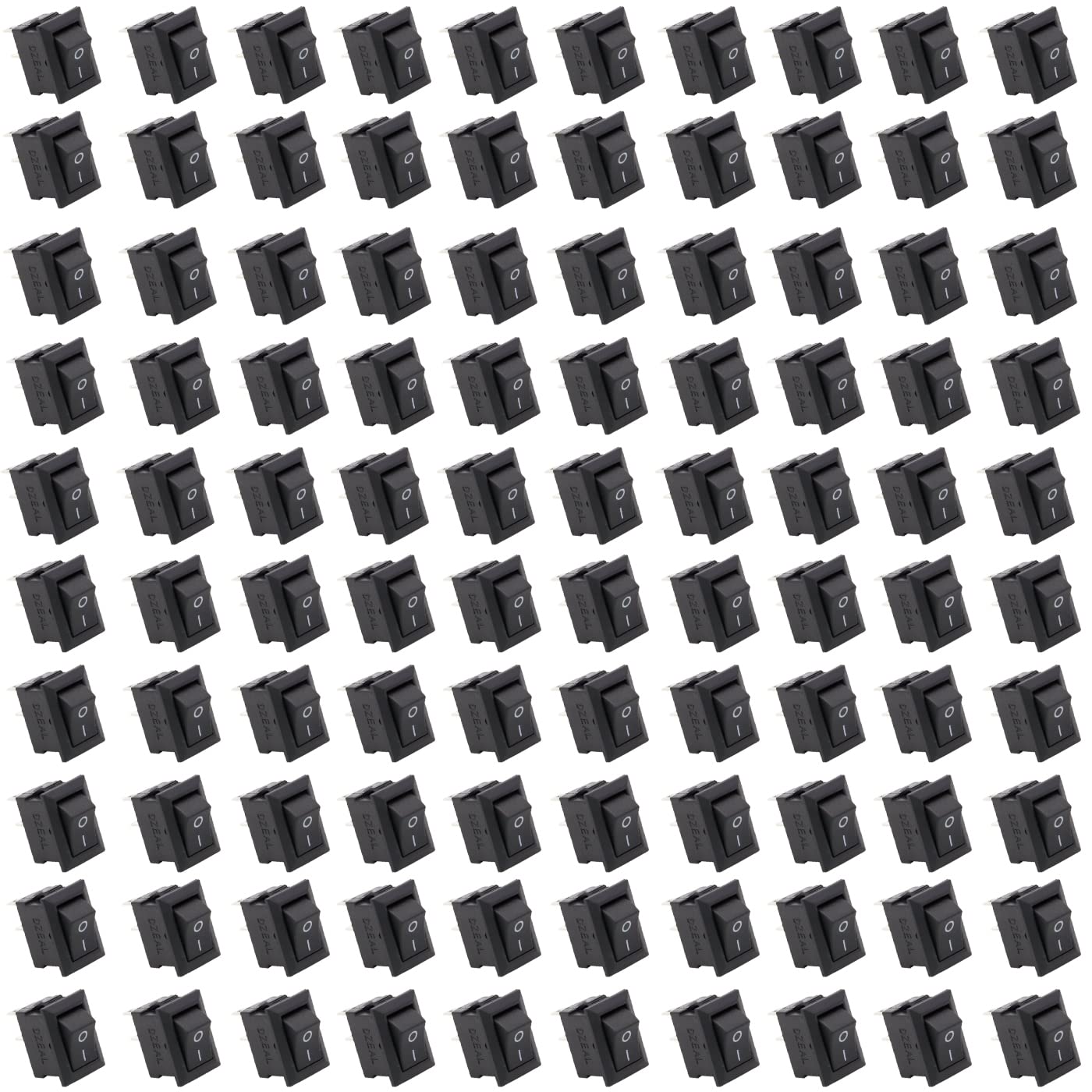 Electronic spices Small Mini Boat Snap-in 2-Pin Plastic On/Off Rocker Switch Button (100psc) (BLACK)