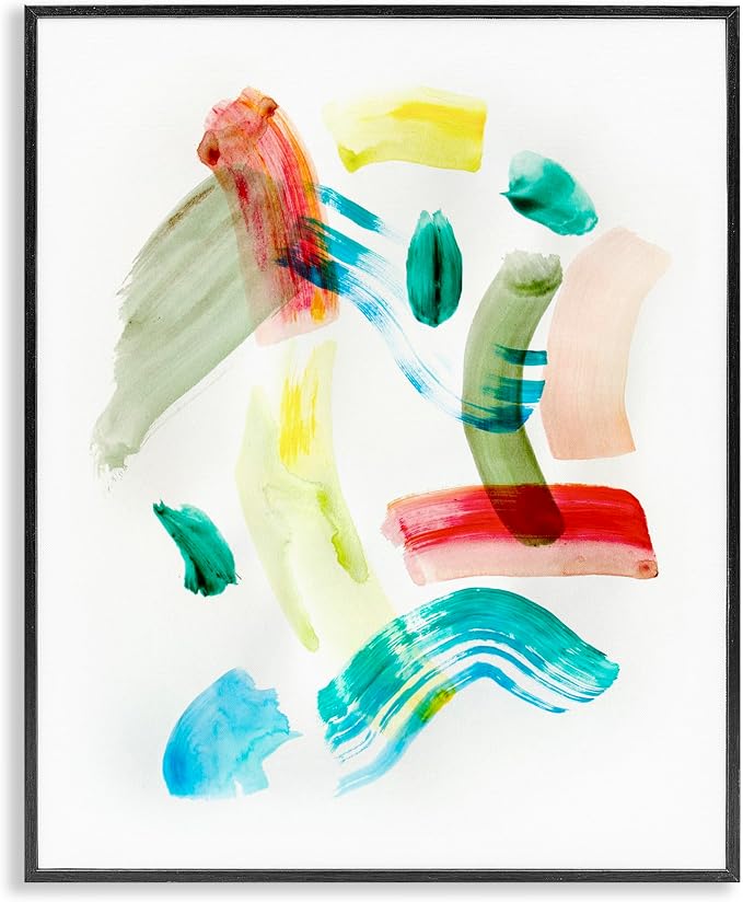 Stupell Industries Modern Black Brushstroke Framed Giclée Pr...