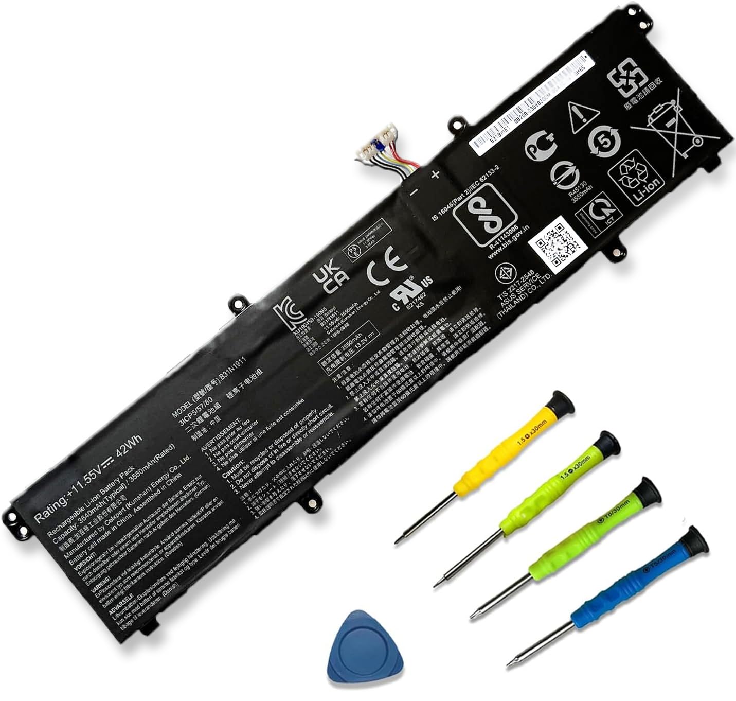 SUNNEAR B31N1911 Battery Replacement for ASUS VivoBook Flip 14 TM420IA M413 M413DA TM420IA F413 K413 X413 Series Laptop C31N1911 0B200-03580000 0B200-03750000 B0B200-03580300 11.55V 42Wh 3640mAh