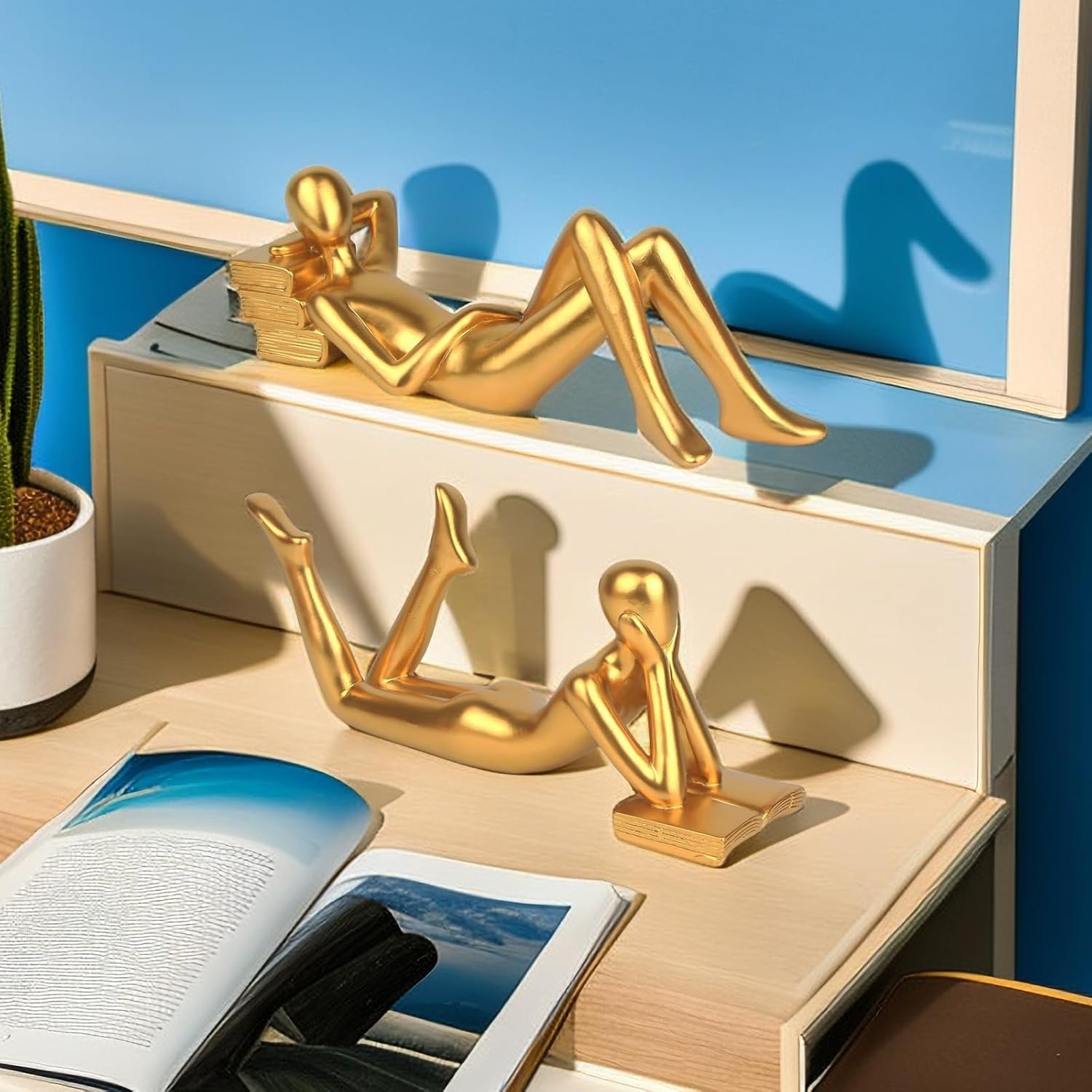 Bookshelf Decor Thinker Statue,Creative Abstract Thinker Bookend for Home Aesthetic, Study, and Wine Cabinet – Stylish Shelf Decor Accent and Thoughtful Gift for Living Room, Bar, or Coffee Shop