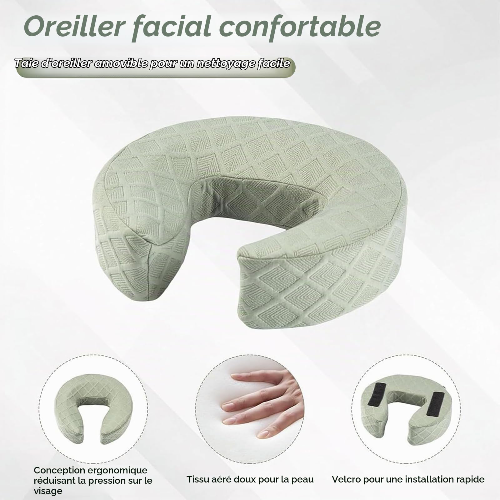 Appui-TêTe De Massage pour Lit,Berceau Facial Lit,Berceau Universel Spa Et Institut Beauté avec Oreiller,pour Massages en Salon,RéCupéRation AprèS Une Chirurgie Oculaire(Green)