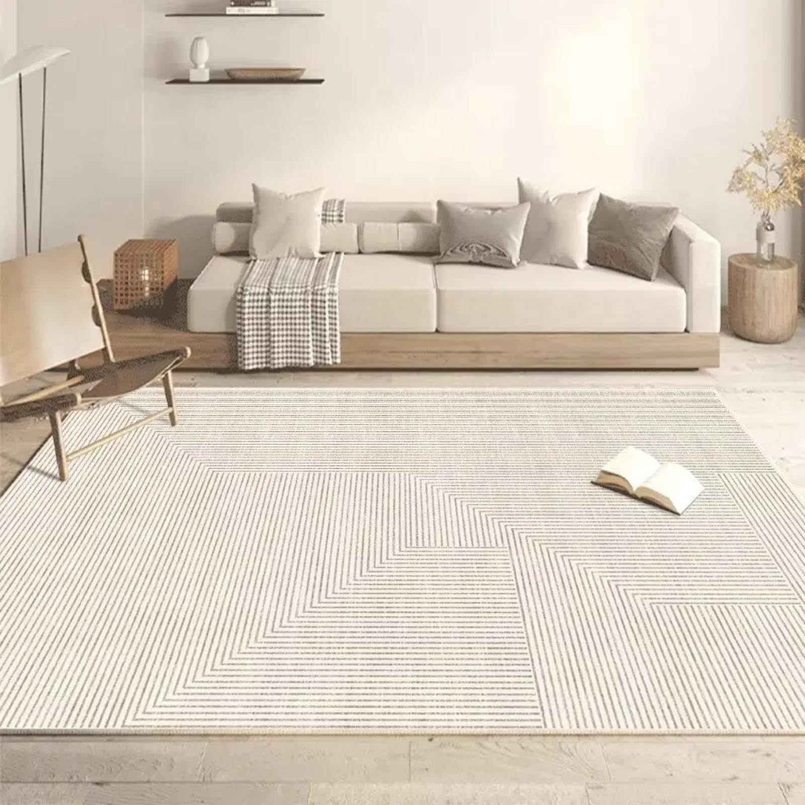 White Simple Style Decorative Rug for Living Room Luxury Bedroom Carpet Easy Cleaning Coffee Tables Mat(200x250cm 78.7x98in/Flannel-4)