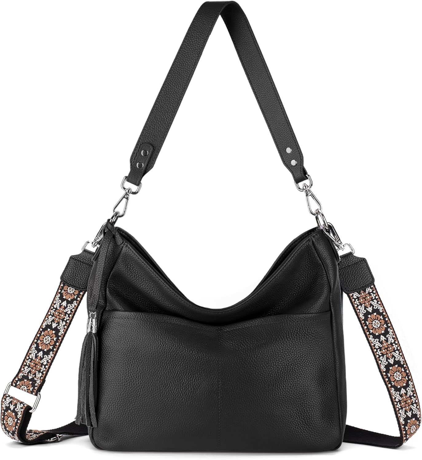 befen Genuine Leather Purse for Women, Soft Leather Crossbody Hobo Bag with 2 Removable Straps Womens Purses and Handbags