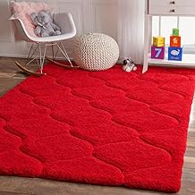 Shaggy Carpet for Living Room Modern Geometric Rug Soft Thick Plush Area Rug | Home Floor Décor, 3x7 Feet (Red & Red)