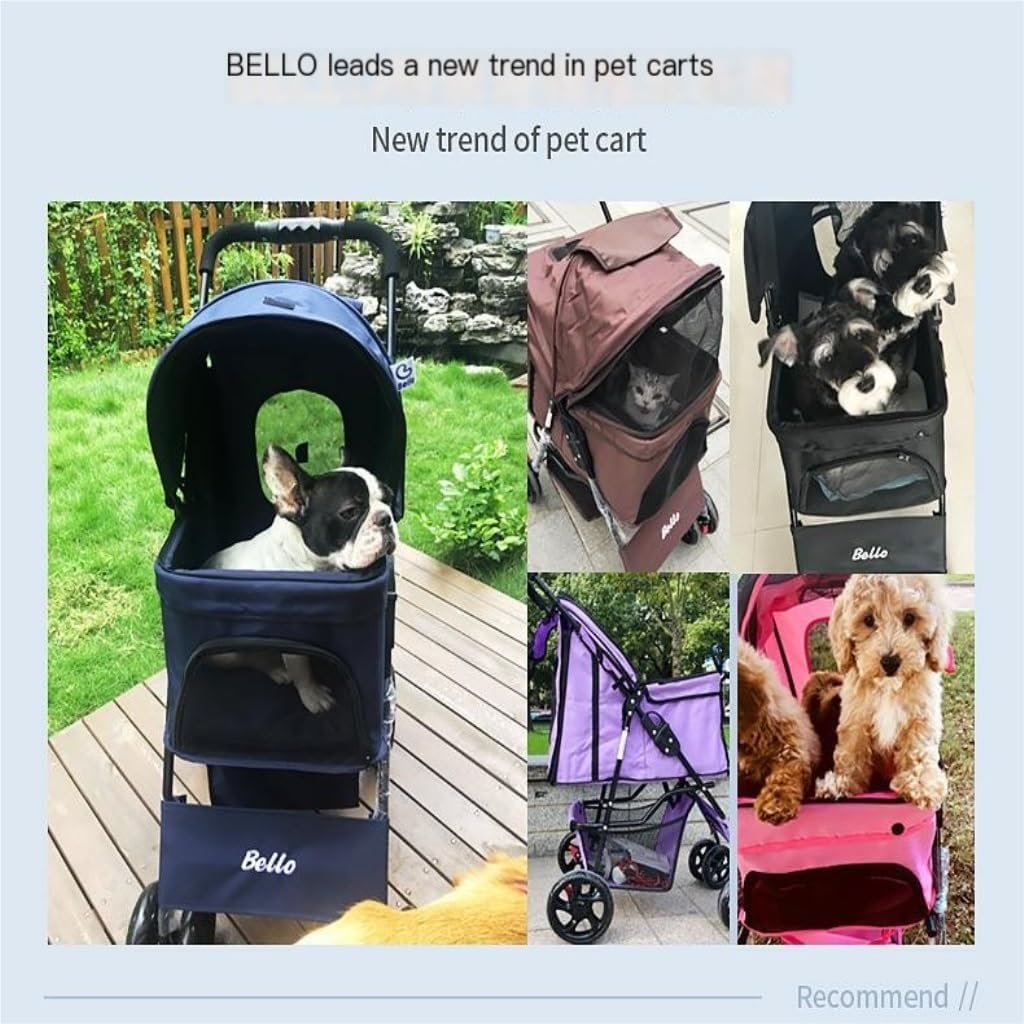 Pet Strollers Pet Stroller for Outings, Small Pull Cart, Puppy Stroller, Dog Walking Cart, Small, Lightweight, Foldable Cat Pet Stroller Medium(Blue,A)