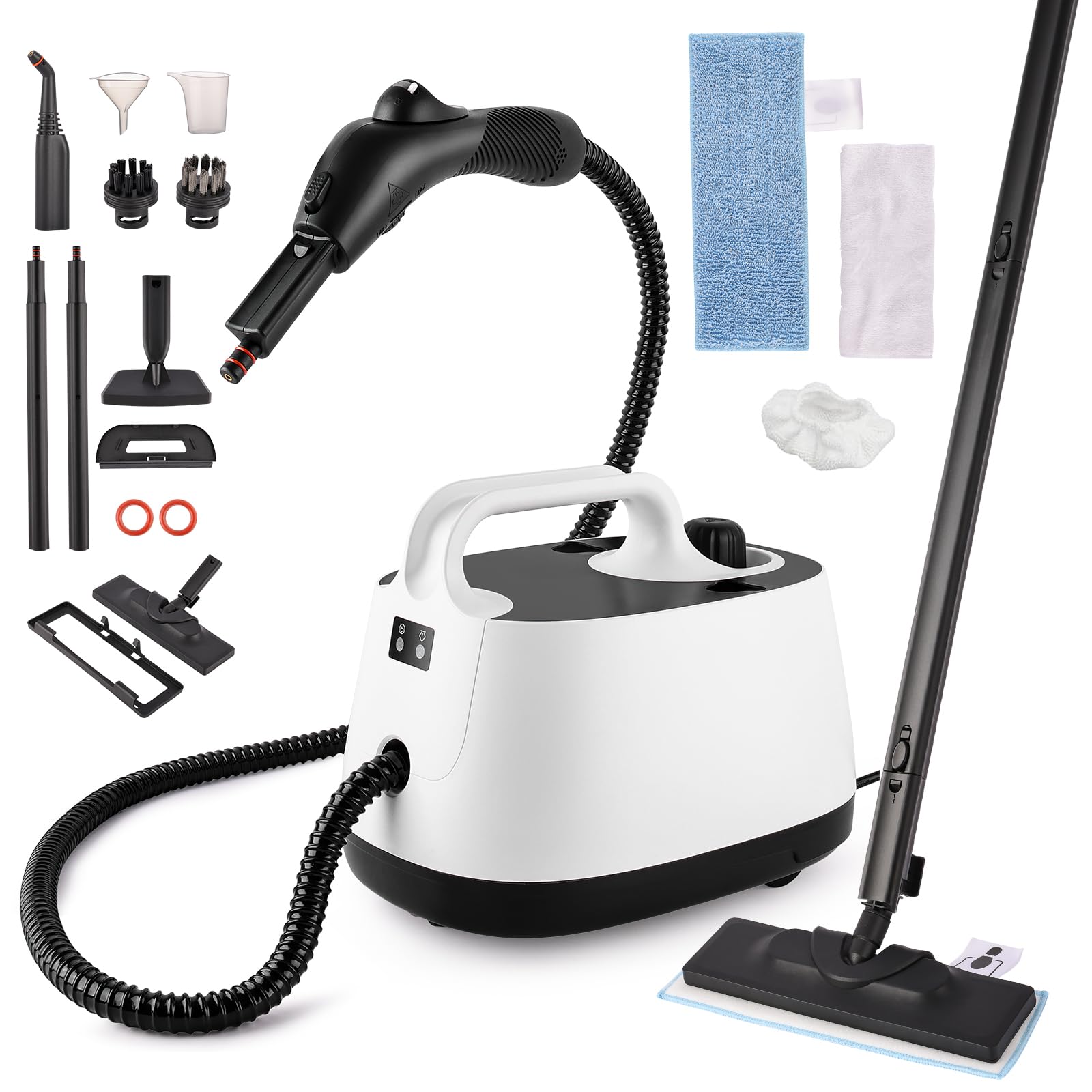 Vaporeta Limpieza Hogar 2000 W,Limpiador a Vapor con 1600ML Agua,4 Bar | 15 Accesorios,2.7m Alimentación,Elimina la Suciedad y la Grasa de Suelos, Muebles Tapizados y Superficies de Baño