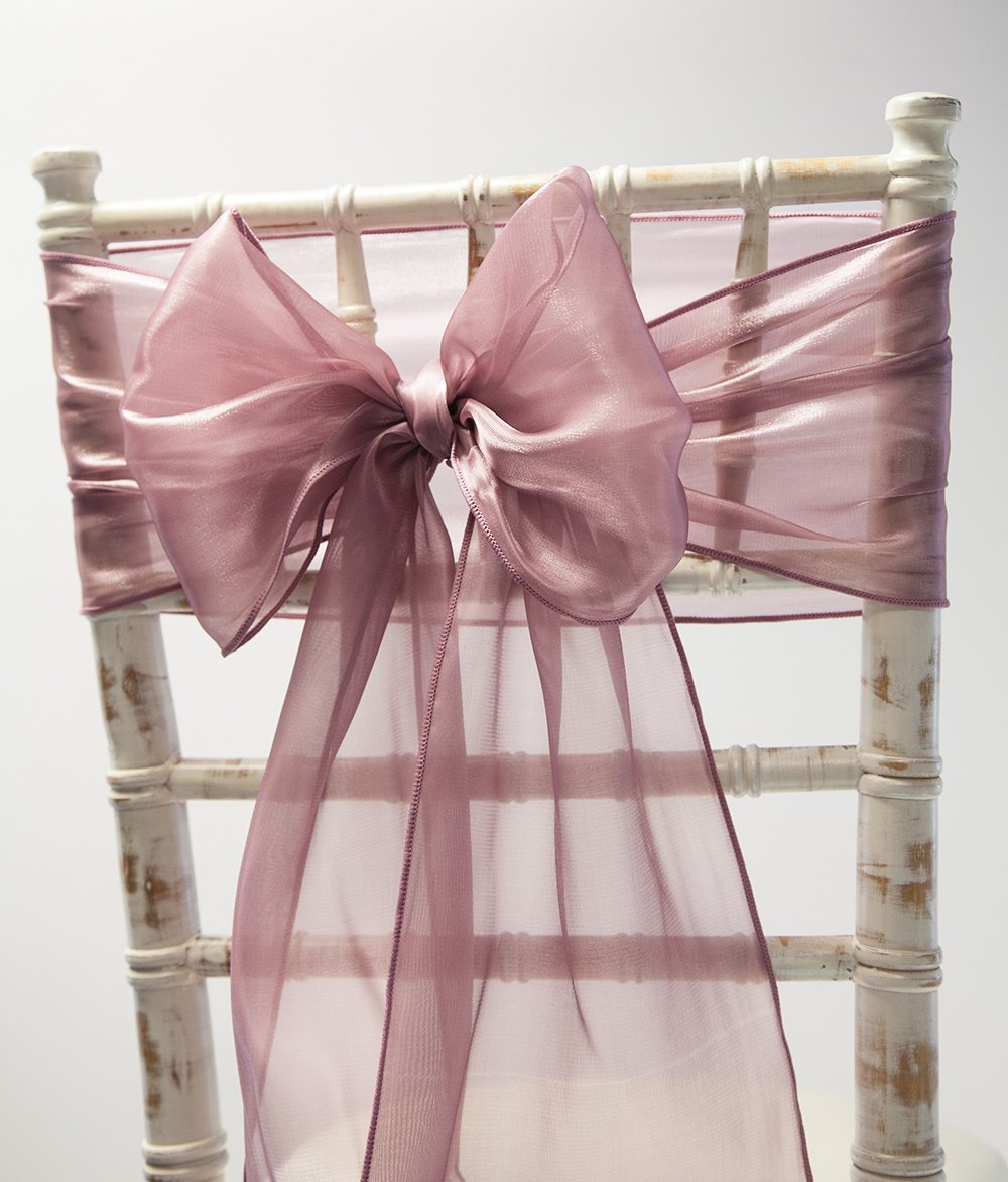 Silk Organza Chair Sashes Hoods OR Table Runners 6 Colours Wedding Chairs Event (Mauve Sash)