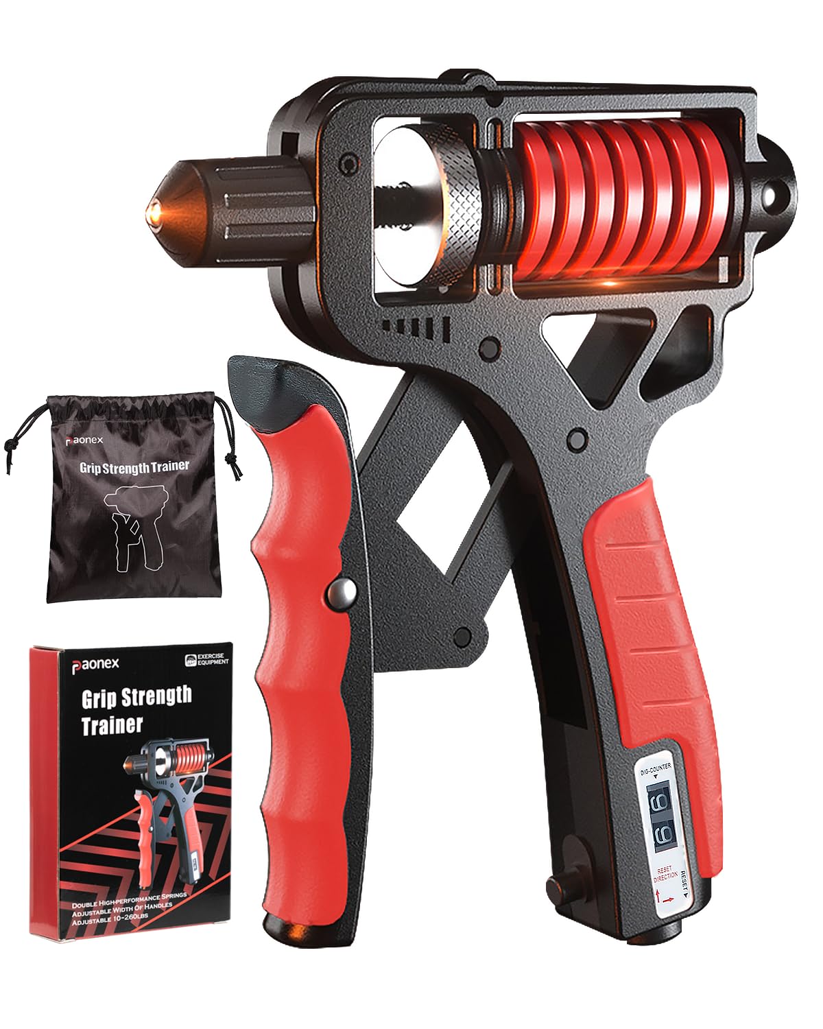 Grip Strength Trainer Adjustable Distance/Resistance 20-260LBSes, Ergonomic Non-Slip Rubber Hand Gripper, Double Spring Hand Grip Forearm Strengthener With Counter