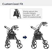 Vista 6 de Drive Medical 795BK Duet Silla de Transporte Plegable y Andador, Negro