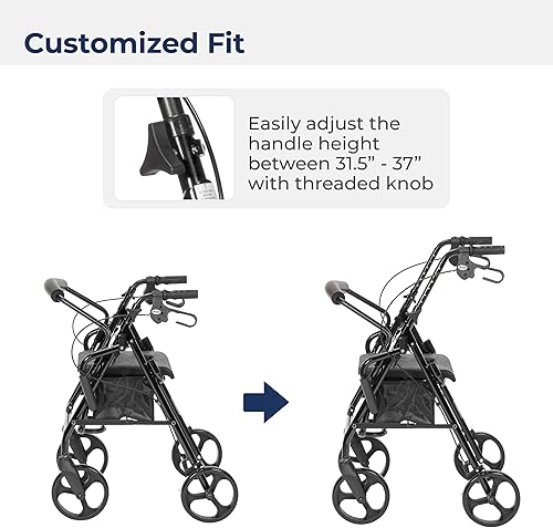 Miniatura 6 de Drive Medical 795BK Duet Silla de Transporte Plegable y Andador, Negro