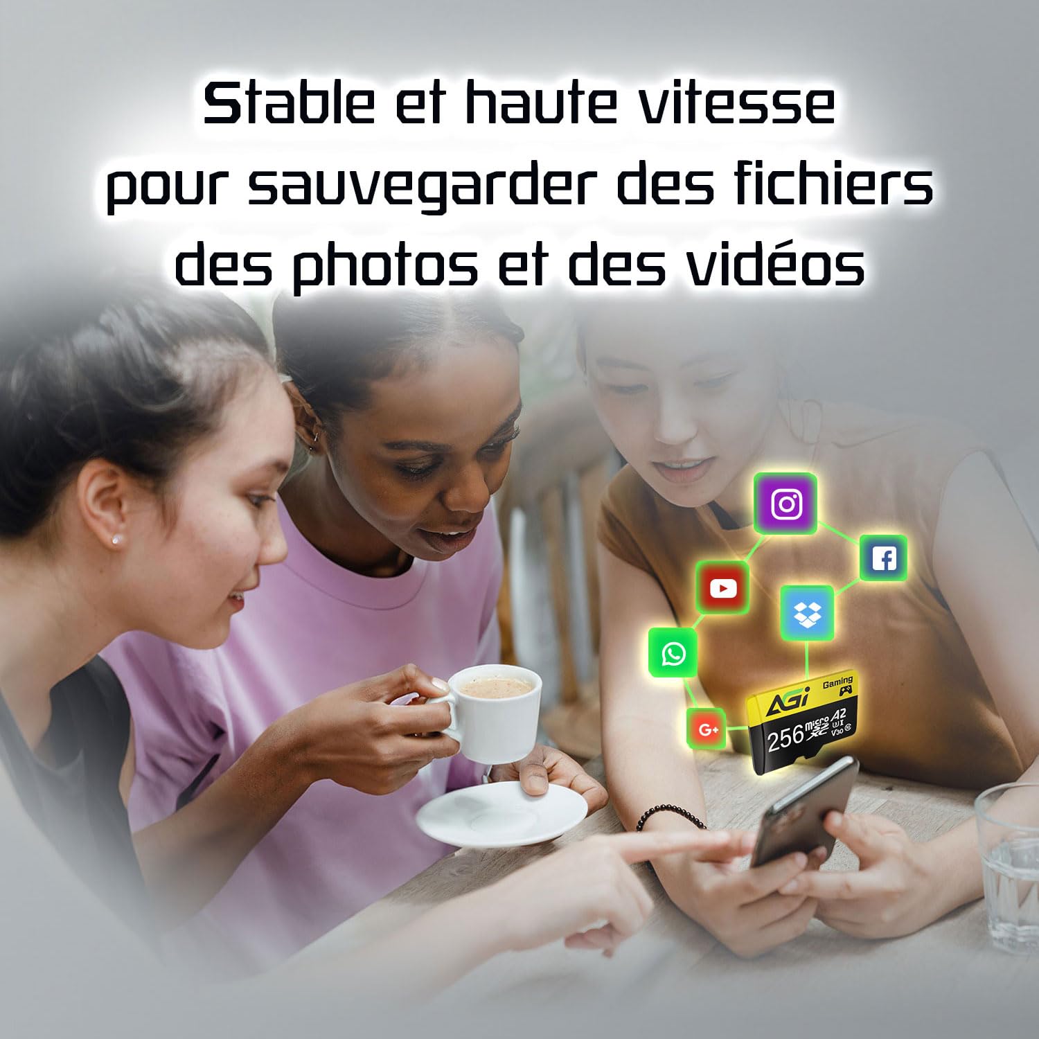 AGI TF138 256 Go Carte Mémoire MicroSDXC UHS-I U3 V30 A2 avec Adaptateur | Vitesse 100Mo/s, classe 10. Idéal pour smartphone, caméra, enregistrement vidéo 4K, Compatible avec Switch