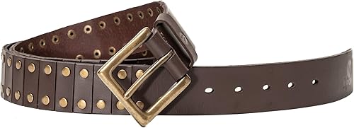 Miniatura 9 de MONZA Cinturón de cuero clásico con tachuelas de latón y remache, cinturón de cintura de cuero de 1.5 pulgadas de ancho