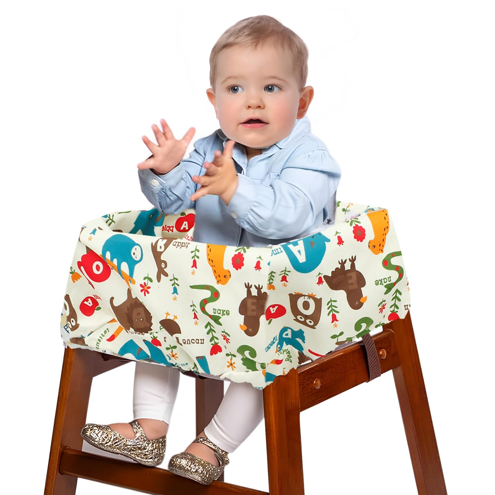 Shopping Cart Seat Cover for Baby Toddler Shopping Trolley Cart Cover Highchair Seat Cushion Machine Washable Baby Trolley Cover Foldable Storage (Animal)
