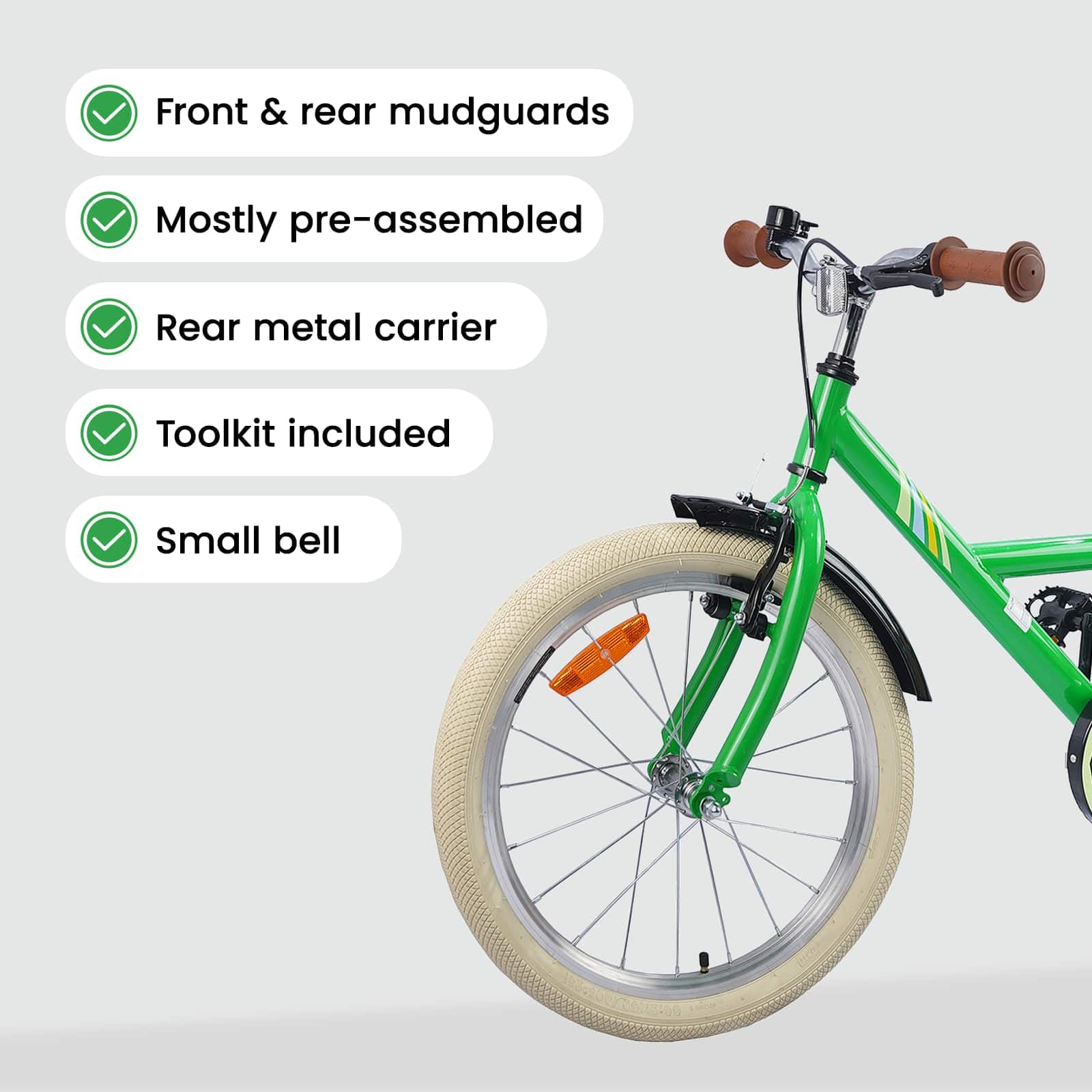 vidaXL Bicicletta per Bambini 24 Pollici per 8-12 anni Verde, Manubri regolabili, bici classica per ragazzi, telaio in acciaio, divertente e sicura per giovani ciclisti
