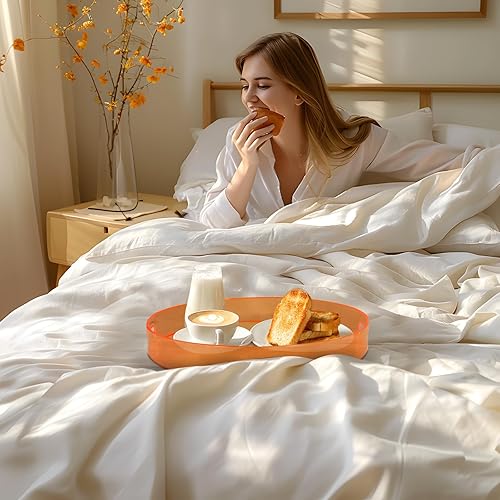 Miniatura 41 de MAONAME Bandeja transparente para servir con asas, bandeja transparente de plástico, bandeja decorativa rectangular para mesa auxiliar, otomana