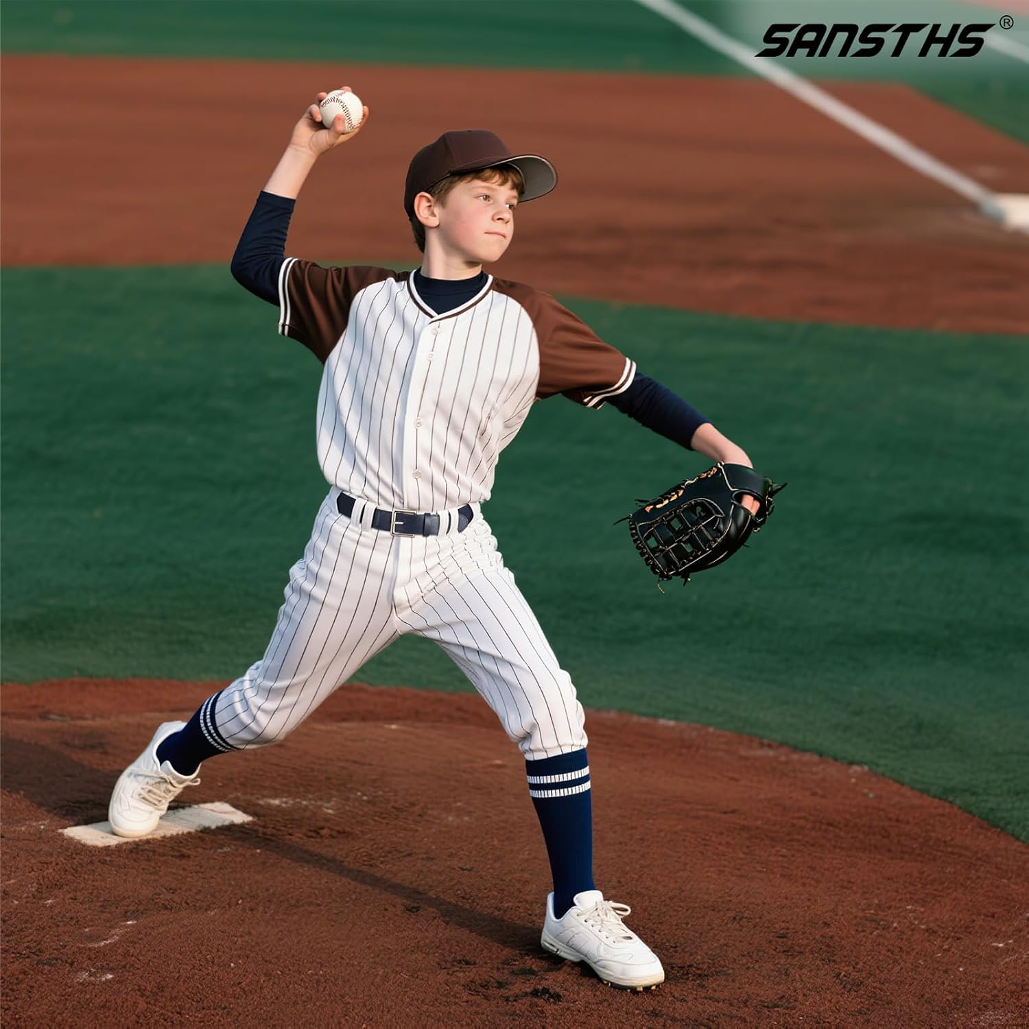 SANSTHS Youth Baseball Socks and Belt Combo Toddler Kids Softball Sock and Belt for Boys Men(2 Pairs of Socks & 1 Belt) - Image 3
