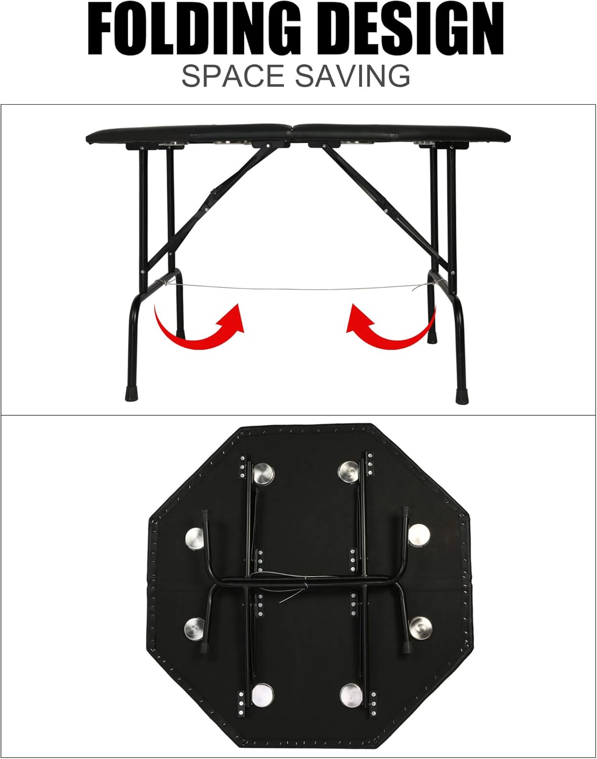 TRY & DO 48" Octagon Poker Table Texas Blackjack Table with Leg & Stainless Steel Cup Holders Inserts for 8 Player,Green Speed Felt Cloth