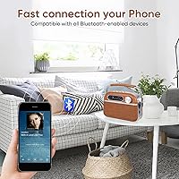 Vista 3 de Radio analógica retro AM FM Bluetooth Speak Plug in Wall, alimentación de CA o recargable o funciona con batería, transistor vintage con altavoz